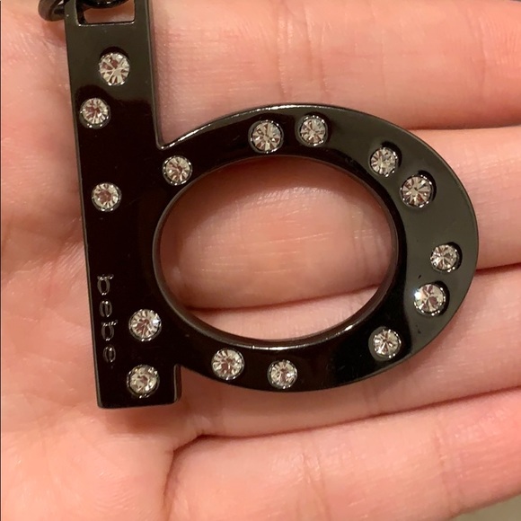 Bebe Metal Gray Crystal Jeweled Keychain - Picture 4 of 4